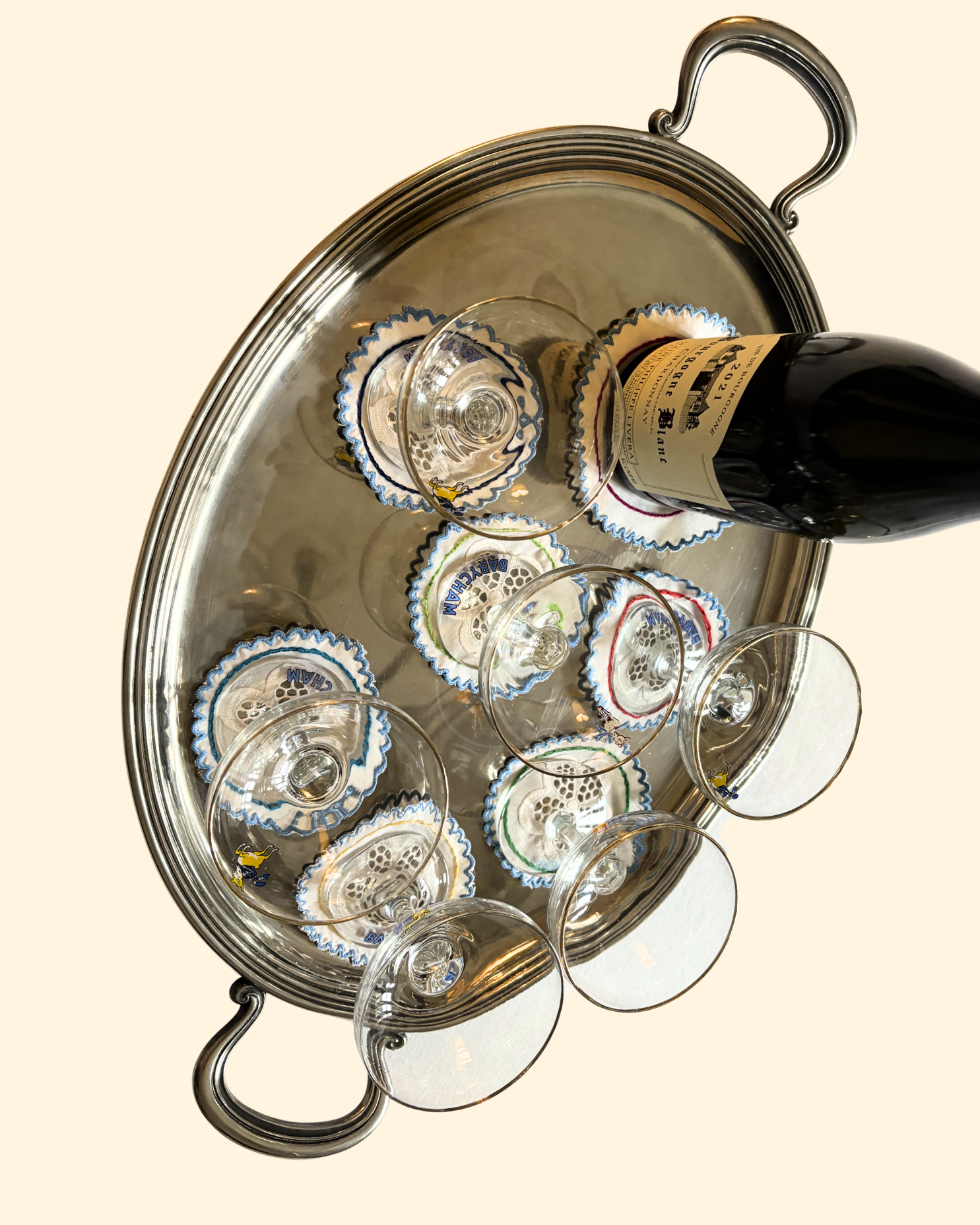 Set of six Under glasses +  one under bottle